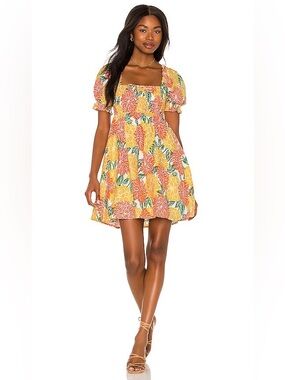 Faithfull the Brand Orange Floral Mini Dress